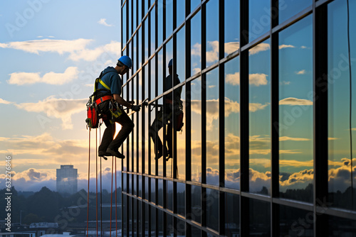 Person doing vertical work in a skyscraper photo