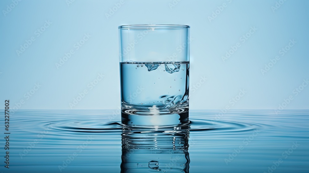 a glass of water with ice cubes floating in it. generative ai a glass of water with ice cubes floating in it. generative ai