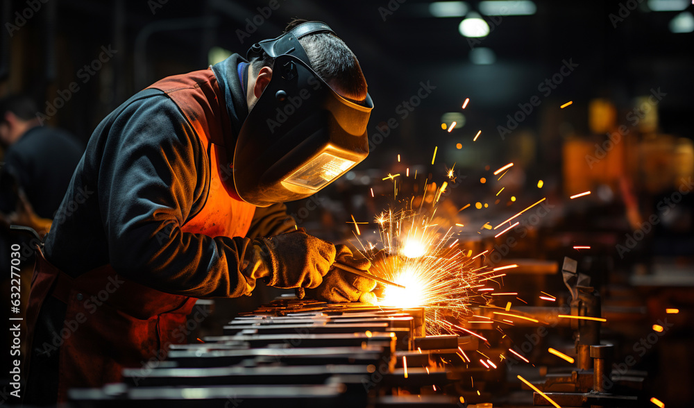 welder welding metal and rebar in a foundry welder welding metal and rebar in a foundry