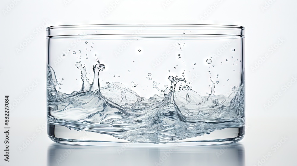 a clear glass filled with water on top of a table. generative ai a clear glass filled with water on top of a table. generative ai