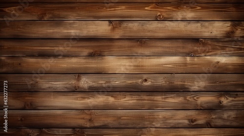 Old brown rustic dark grunge wooden timber wall or floor or table texture - oak wood background banner, with vignette Generative Ai