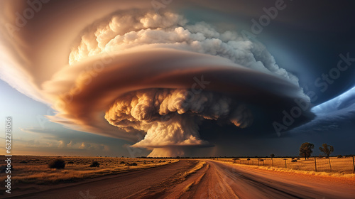 Nature's Wrath, Bracing for Impact in the Midst of a Supercell Thunderstorm. Generative AI