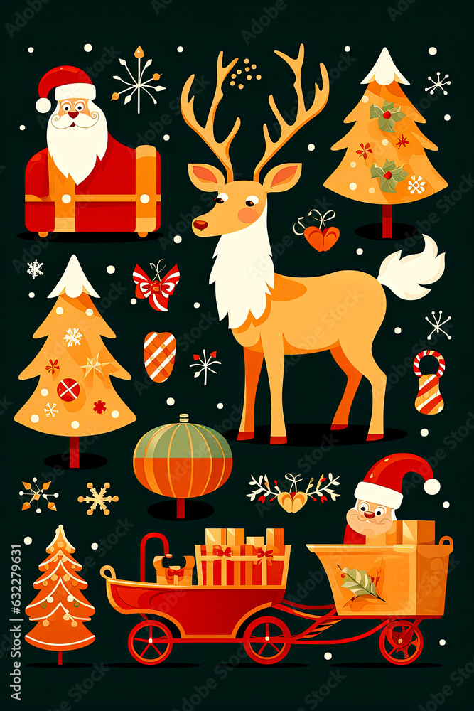 Fototapeta premium Generative AI background illustration with typical Christmas motifs