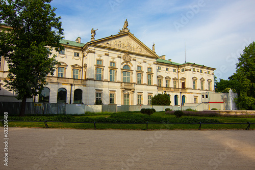 Fototapeta Naklejka Na Ścianę i Meble -  Krasinski Palace and garden or Palace of the Commonwealth, baroque palace and garden built in 17th century. Nowadays National Library in Warsaw, Poland. 