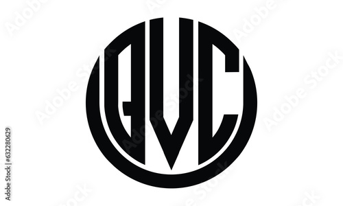 QVC shield in circle logo design vector template. lettermrk, wordmark, monogram symbol on white background.	 photo