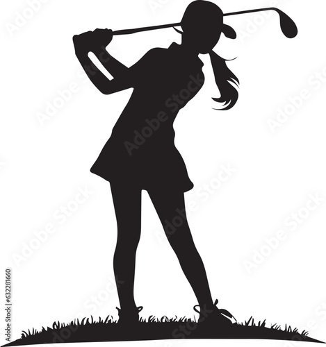 Female golf player vector silhouette Art Illustration