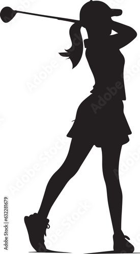 Female golf player vector silhouette Art Illustration