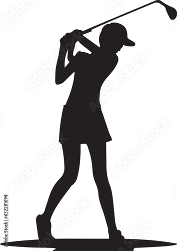 Female golf player vector silhouette Art Illustration