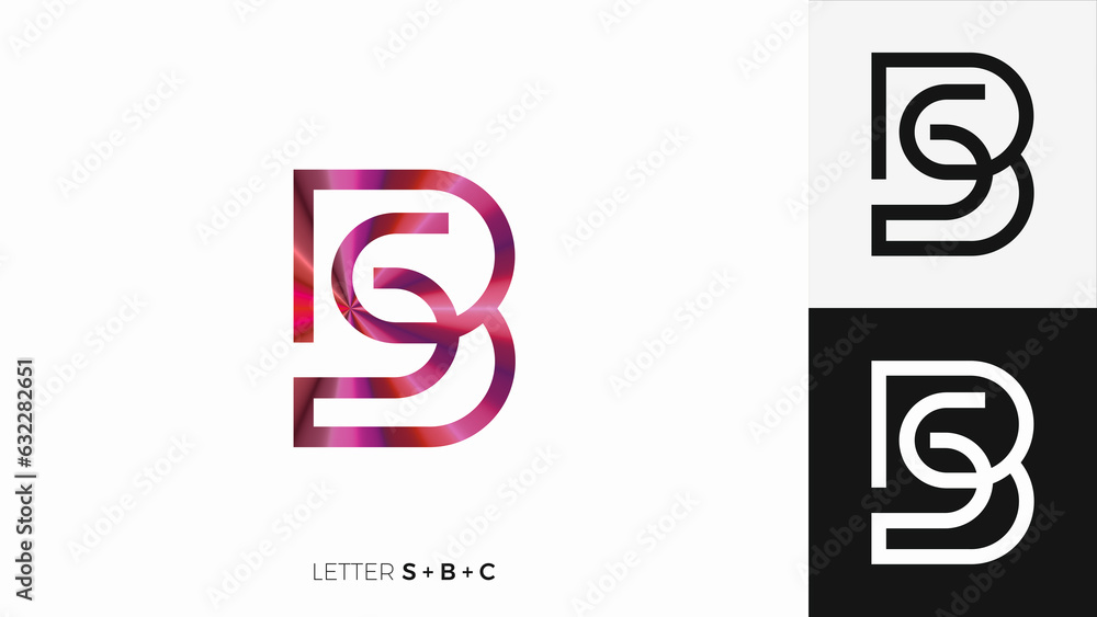 Letter S + B + C logo icon design template elements. Can be used for business, finance, accounting, web design.