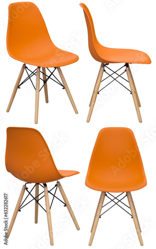 Designer modern chair for home or cafe. Isolated from the background. Interior element. From different angles