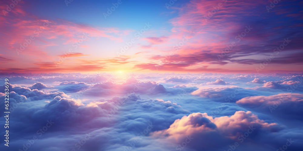 sunset above colorful clouds background made with Generative AI sunset above colorful clouds background made with Generative AI