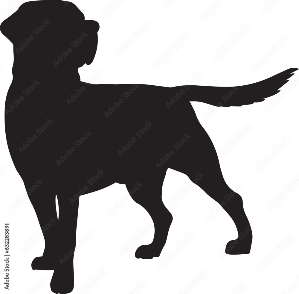 Labrador Vector silhouette, Dog vector silhouette, black color dog silhouette