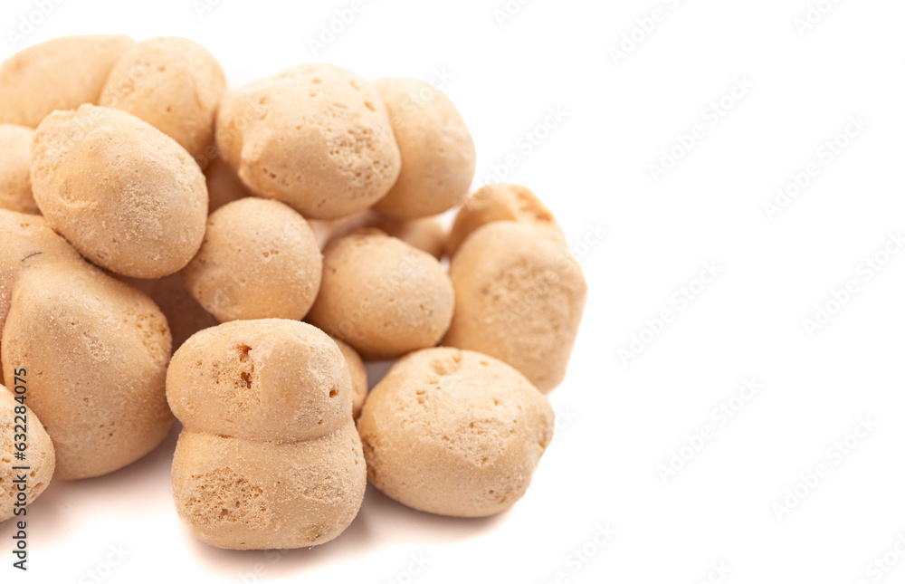 Dehydrated Freeze Dried Honey Flavored Candy Isolated on White Background Dehydrated Freeze Dried Honey Flavored Candy Isolated on White Background