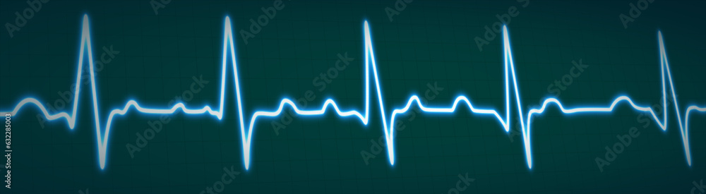 Glowing blue neon heartbeat line icon isolated on blue grid background. Heartbeat line, Pulse trace, ECG or EKG Cardio graph symbol for Healthy and Medical Analysis. vector illustration
