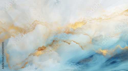 An abstract painting of blue and gold. Abstract background.