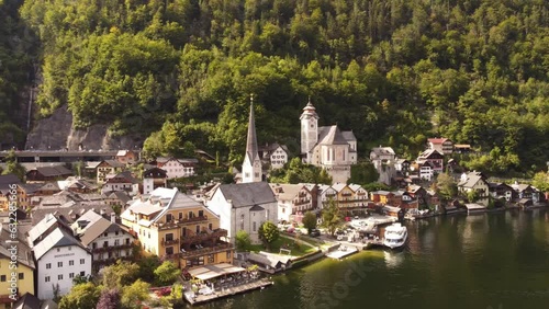 Flying over the Lake of Hallstatt. It was a late Summer day in September. Hallstatt is known to be the oldest Salt mining site starting 7000 years ago. That's how it got its riches in past times.