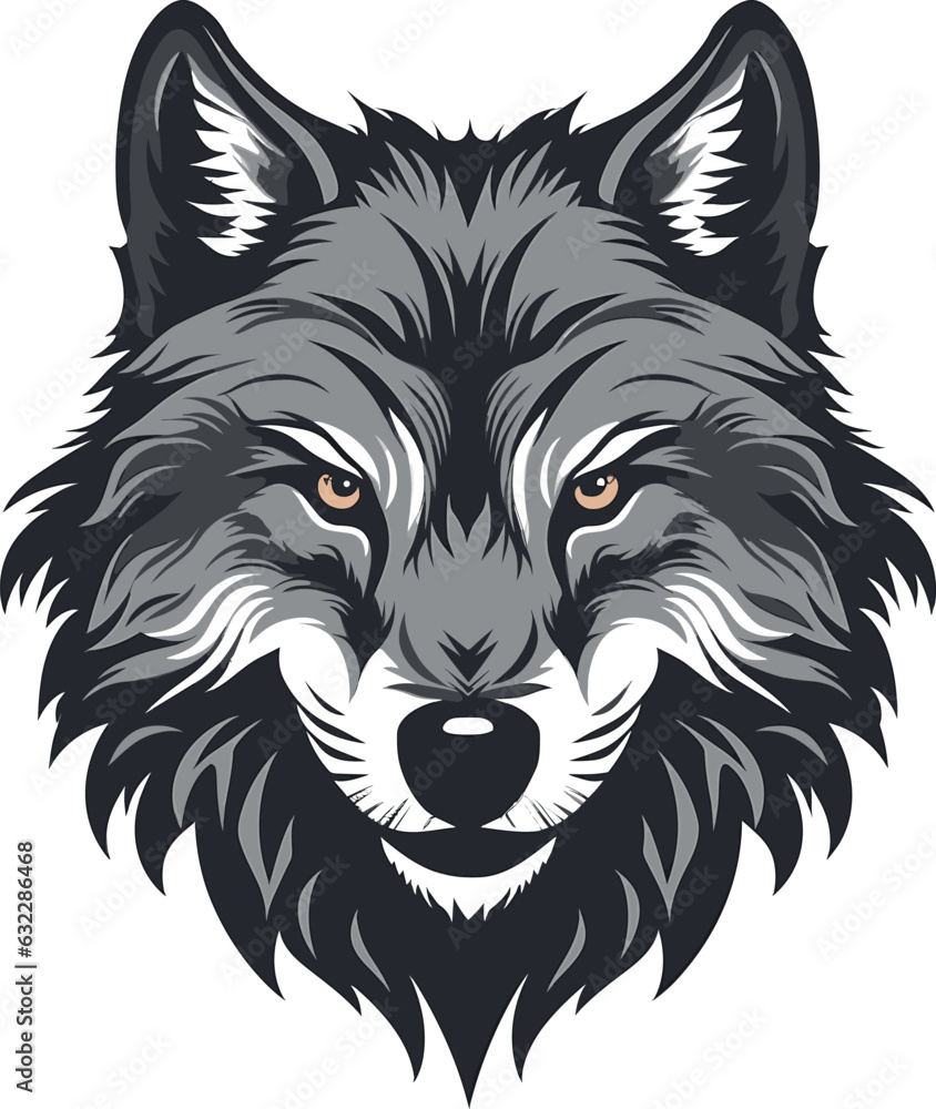 Wolf head vector isolated on white background.