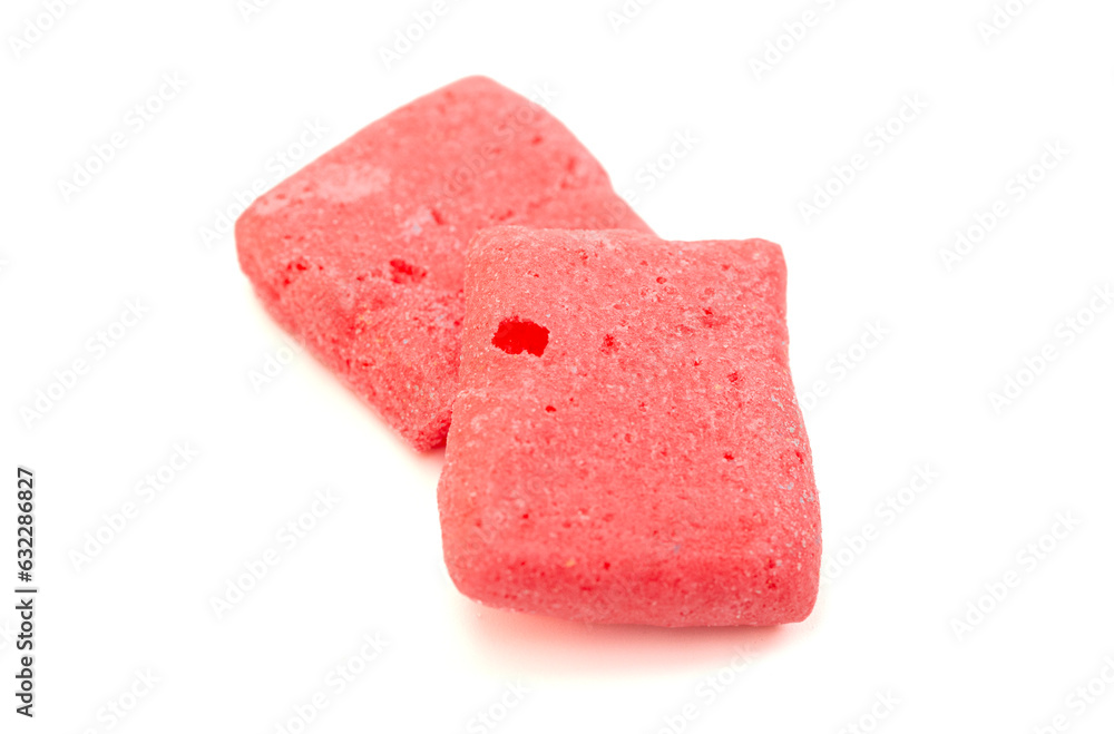 Red Freeze Dried Candy Fruit Flavored Bar Candy Isolated on White Background Red Freeze Dried Candy Fruit Flavored Bar Candy Isolated on White Background