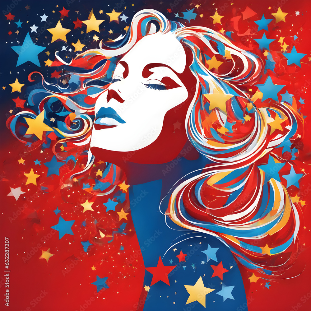 Naklejka premium A happy female figure is a symbol of mental health, happiness, and a relaxed mind