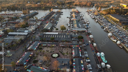 Panoramic view of Tigre River and Puerto de frutos - Tigre, Buenos Aires, Argentina