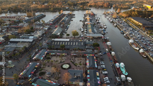 Panoramic view of Tigre River and Puerto de frutos - Tigre, Buenos Aires, Argentina