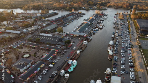Panoramic view of Tigre River and Puerto de frutos - Tigre, Buenos Aires, Argentina