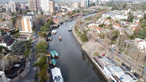 Panoramic view of Boats at Tigre River - Tigre, Buenos Aires, Argentina