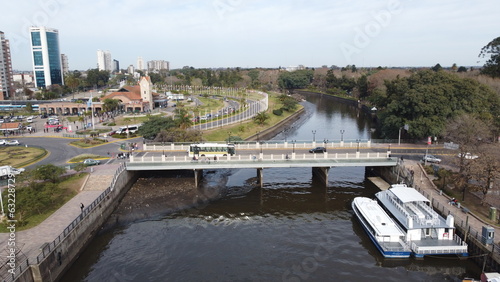 Panoramic view of Tigre River and Tigre Train Station - Tigre, Buenos Aires, Argentina