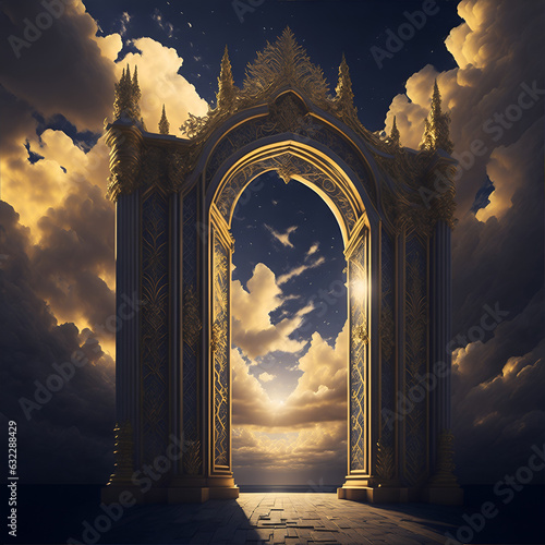 Sky royal gates, golden and dreamy, royal, grand, wealthy and regal photo