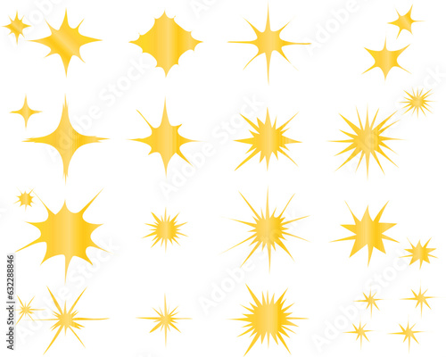 set of yellow stars set of stars illustration. gold sparkling star collection 
