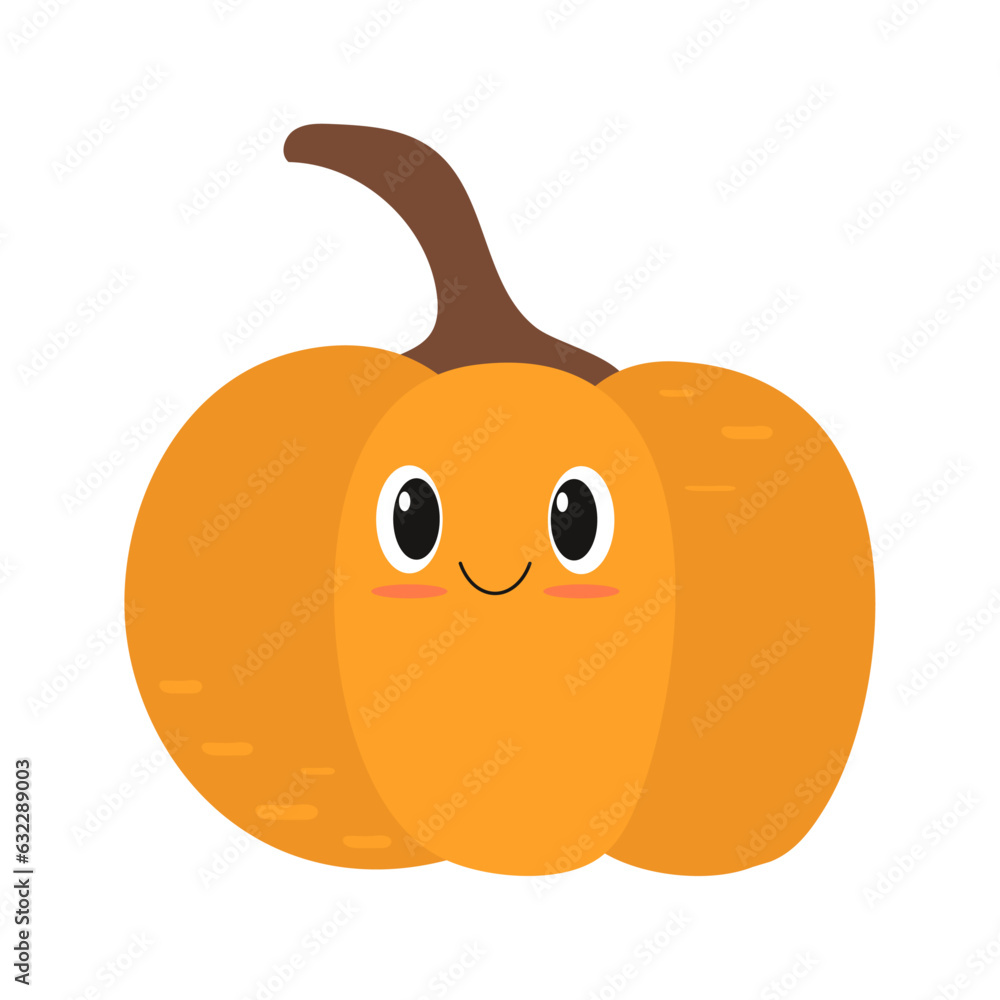 Cute kawaii pumpkin character vector illustration