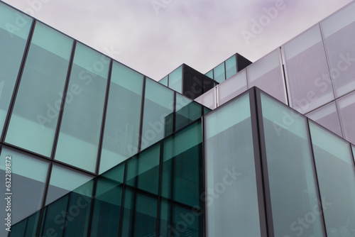 Modernist glass building in the city of Copenhagen