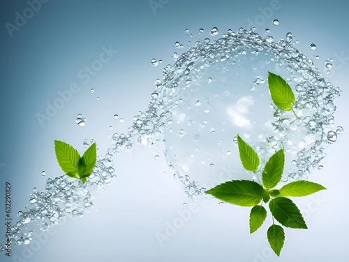 Medicinal plants and bubble and splash water on white background generative ai illustration