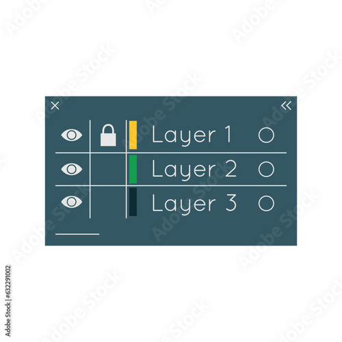 vector illustration. sign or icon. window in illustrator. graphic design tool. layers. panel