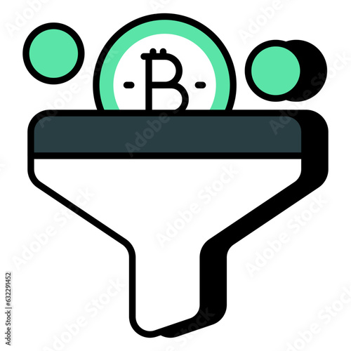 An icon design of bitcoin filtration 