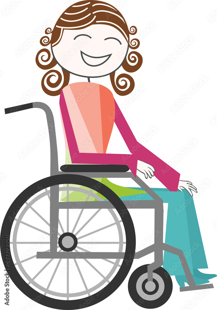 Happy disabled woman in a wheelchair Happy disabled woman in a wheelchair