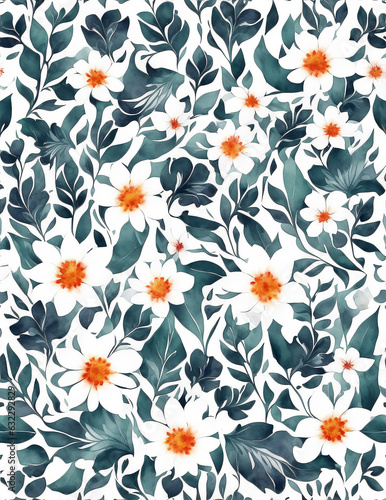 Watercolor floral background, flowers pattern in pastel colors © elif