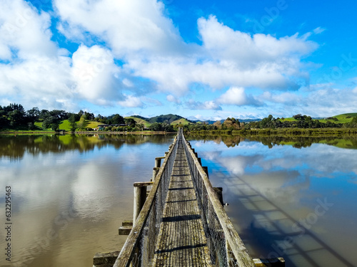 Fotografie, Tablou Longest footbridge southern hemisphere Whananaki New Zealand