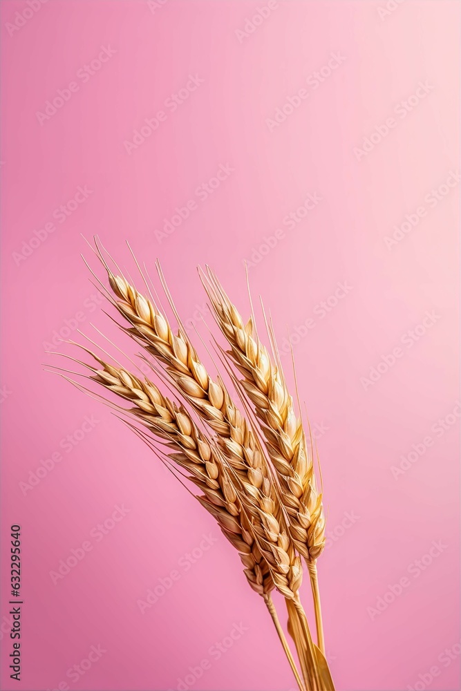 Abstract Macro Closeup Wheat Grain Stems Pink Background Farm Seeds Abstract Macro Closeup Wheat Grain Stems Pink Background Farm Seeds