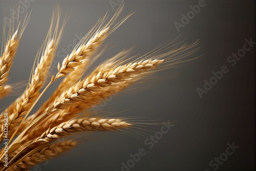 Abstract Macro Closeup Wheat Grain Stems Grey Background Farm Seeds 