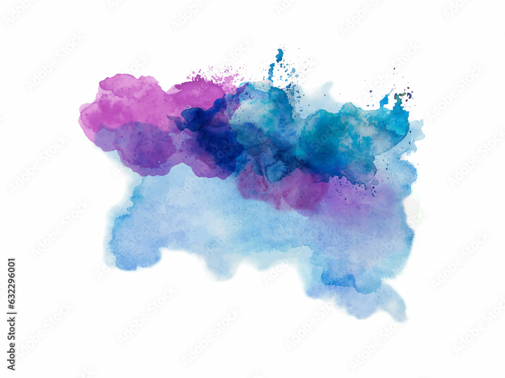 Abstract bright watercolor stain isolated on white background. Hand drawn illustration.
