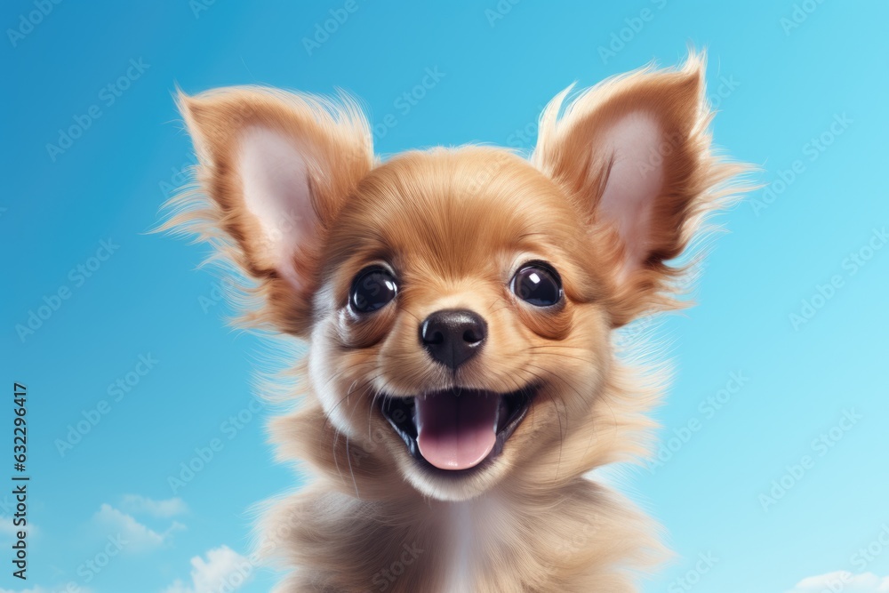cute dog on blue background, AI Generated cute dog on blue background, AI Generated