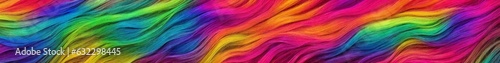Horizontal banner made of strands of colorful hair. Background of colored threads. Generative AI
