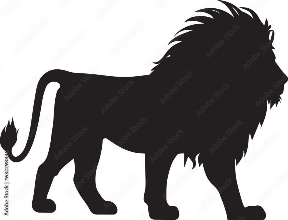 Lion vector silhouette, Big lion vector silhouette illustration