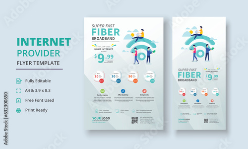 Super Fast Fiber Broadband Flyer, Internet Service Provider Flyer Template, Internet Service Provider Dl Flyer, Internet Service Provider Roll Up Banner, dl flyer, roll up banner