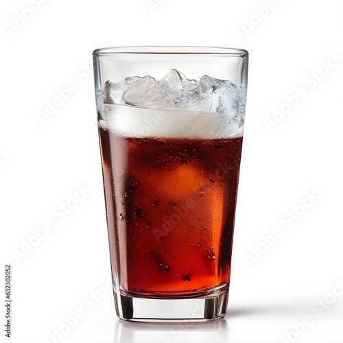 Glass of cola with ice. High-quality isolated in a white background.