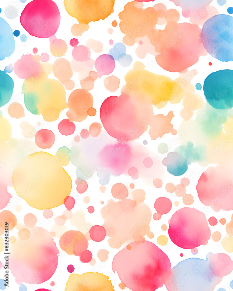 Colorful dots watercolor seamless pattern