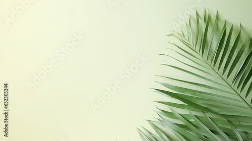 Mock up with blurred shadow and palm leaves on the light pastel color wall. Minimal abstract background for product presentation  showcase