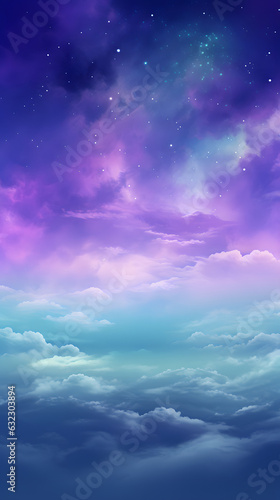 Purple gradient mystical astral abstract cloudy sky phone background wallpaper, ai generated 