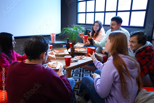 Group of friends with tasty...
